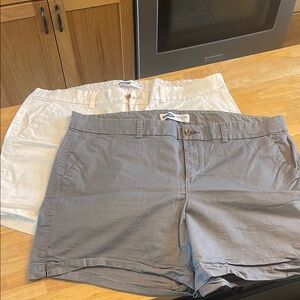 Old Navy Gray and Cream Bermuda Shorts Classic Cotton Blend - 2 pair